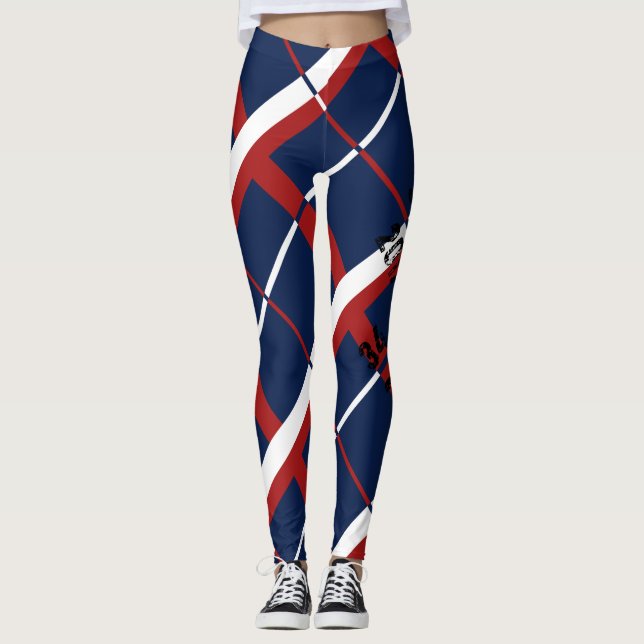 Red White and Blue Plaid Leggings (Front)