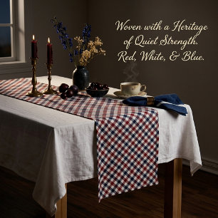 Red white and blue plaid medium table runner