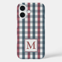 Red, white and blue plaid Monogram