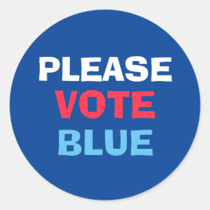 Red White And Blue Please Vote Blue Election Classic Round Sticker