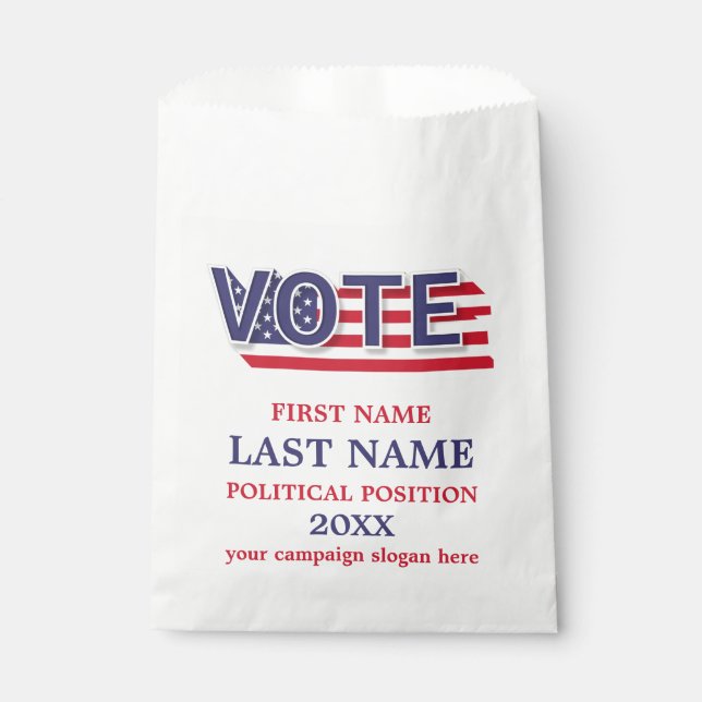 Red White And Blue Political Campaign Advertising Favour Bags (Front)