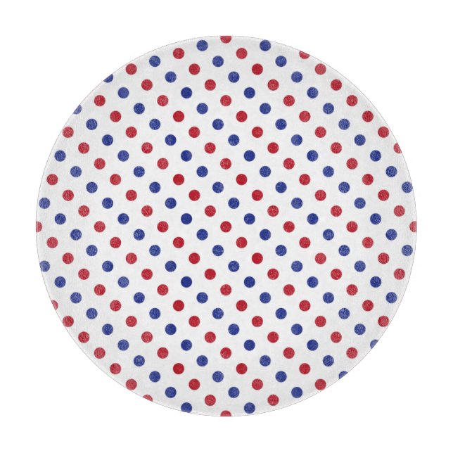 Red, White and Blue Polka Dot Pattern Cutting Board (Front)