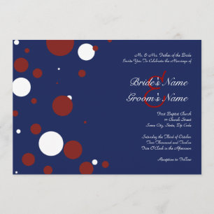Red, White, and Blue Polka Dot Wedding Invitation