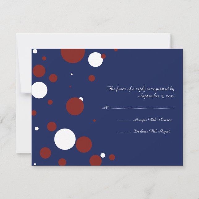 Red, White, and Blue Polka Dot Wedding RSVP (Front)