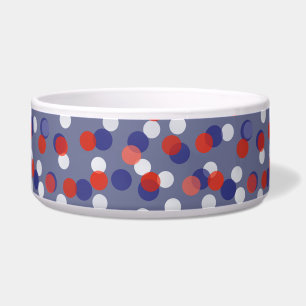 red, white and blue polka dots