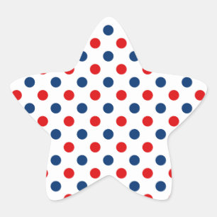 Red White and Blue Polka Dots Star Sticker