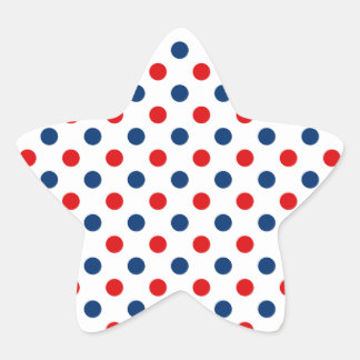 Red White and Blue Polka Dots Star Sticker