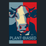 Red White and Blue Pop Art Inspired Cow Poster<br><div class="desc">This poppy poster pop-art inspired poster with "Plant-biased" and our classic Cow headshot in Red White and Blue is vegan to the core and a shout out to our bovine buddies. This hand drawn design by Armagarden uses modern colours to pop off any wall you throw it on! Visit our...</div>