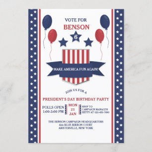Red White and Blue Presidents' Day Invitation