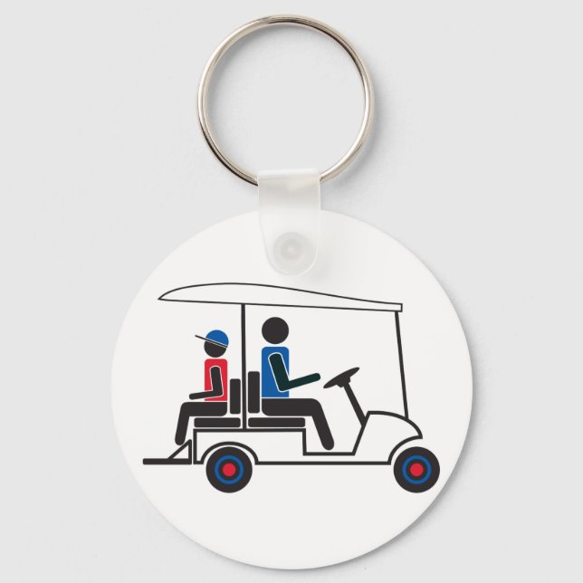 red, White and Blue PTC GA Family Golf Cart Key Ring (Front)