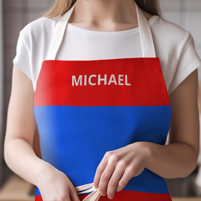 Red White and Blue Puerto Rico Flag With Name Apron (Puerto Rico Flag Apron in Red, White, and Blue with Any Name)