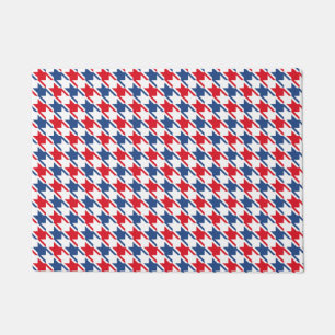 Red White and Blue Repeating Houndstooth Pattern Doormat