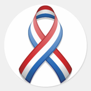 Red, White, and Blue Ribbon Round Sticker
