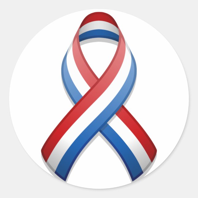 Red, White, and Blue Ribbon Round Sticker (Front)