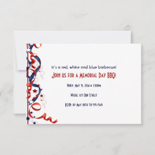 Red White and Blue Ribbons and Stars Invitation