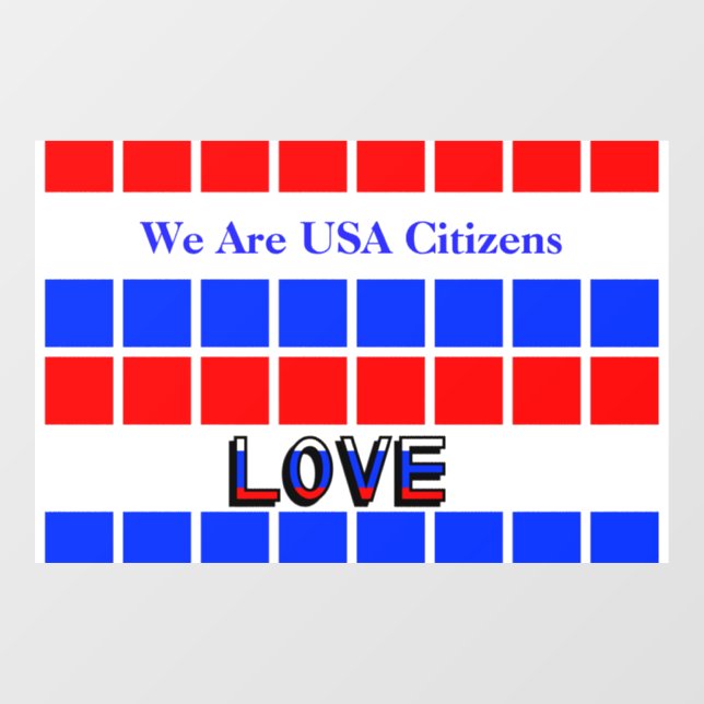 Red, White and Blue Row of Squares Window Cling (Sheet)