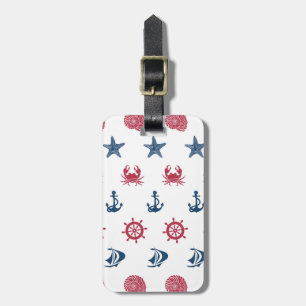 Red White And Blue Sea Symbol Pattern Luggage Tag