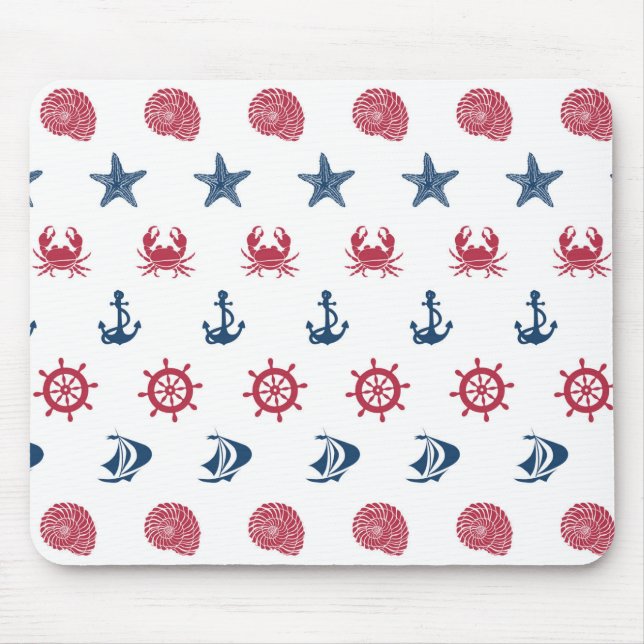 Red White And Blue Sea Symbol Pattern Mouse Mat (Front)