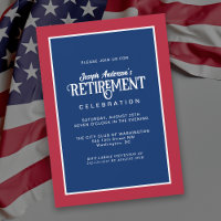 Red White and Blue Simple Elegant Retirement Party