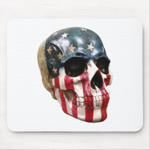 Red White and blue skull Mouse Mat