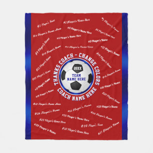Red, White and Blue, Soccer Coach Thank You Fleece Blanket