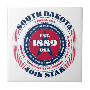 Red, White, and Blue South Dakota Ceramic Tile