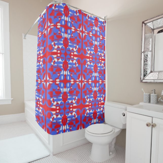 Red, White and Blue Spheres Shower Curtain (In Situ)