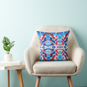 Red White and Blue Splash Blanket Cushion