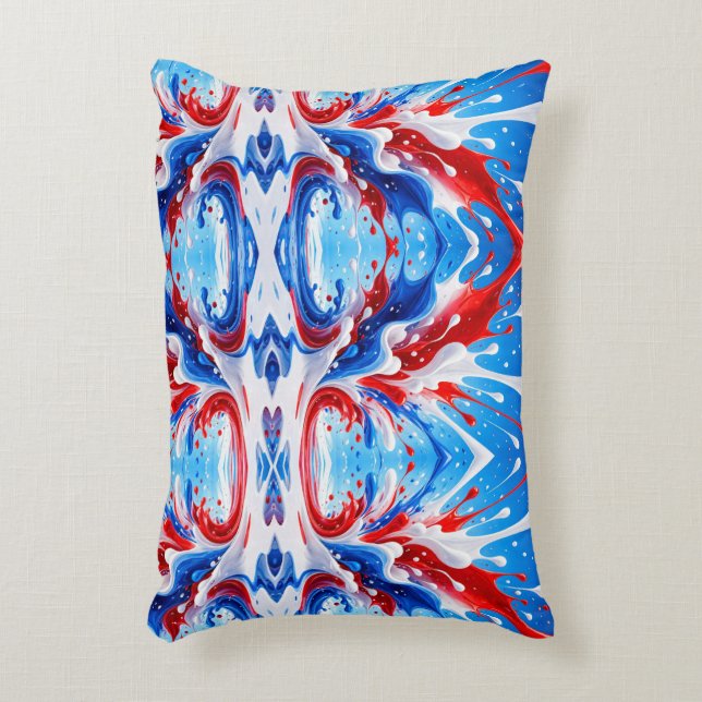 Red White and Blue Splash Blanket Decorative Cushion (Front(Vertical))