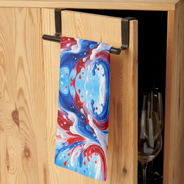 Red White and Blue Splash Blanket Tea Towel (Thirds Fold)