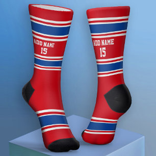 Red White and Blue Sport Jersey - Name Number Socks