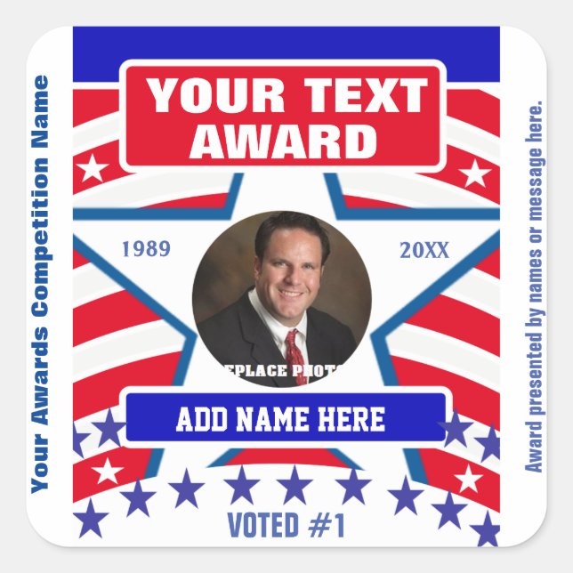 Red, White and Blue Square Sticker (Front)