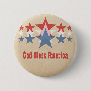 Red, White and Blue Star Cascade Button