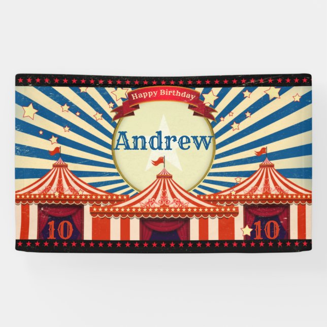 Red White and Blue Star Circus Big Top  Banner (Horizontal)