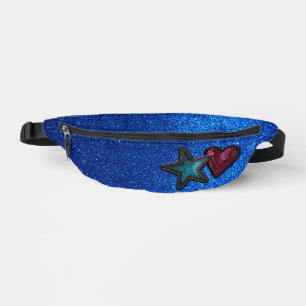 Red White and Blue Star Heart Patches Glitter Bum Bags