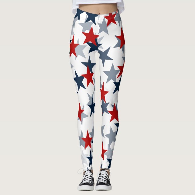 Red White and Blue Star Leggings (Front)