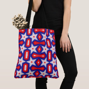 Red White and Blue Star Pattern Tote Bag