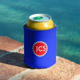Red, White and Blue Starburst Monogram Can Cooler