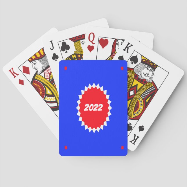 Red, White and Blue Starburst Monogram  Playing Cards (Back)