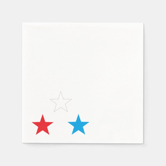 Red White and Blue Stars 4th of July Napkins (Front)