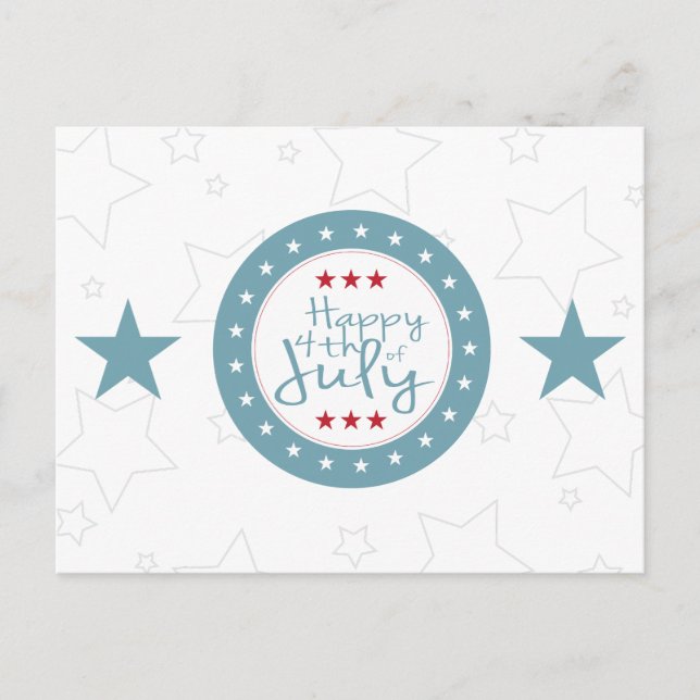 Red White and Blue Stars 4th of July Postcards (Front)