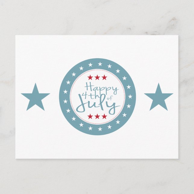 Red White and Blue Stars 4th of July Postcards (Front)