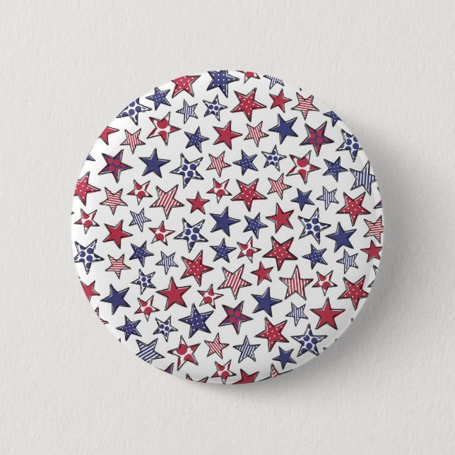 Red White and Blue Stars America Patriotic   6 Cm Round Badge (Front)