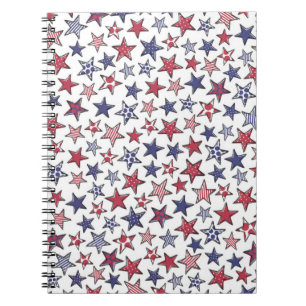 Red White and Blue Stars America Patriotic Notebook