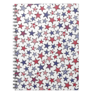Red White and Blue Stars America Patriotic  Notebook
