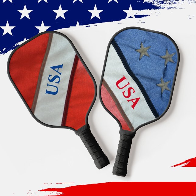 Red White and Blue Stars and Stripes American Flag Pickleball Paddle (Creator Uploaded)
