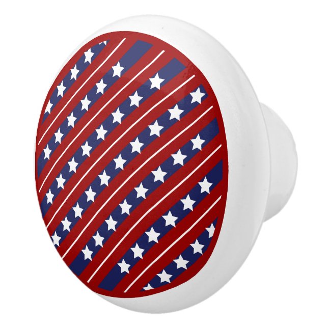 Red White and Blue Stars and Stripes Ceramic Knob (Right)