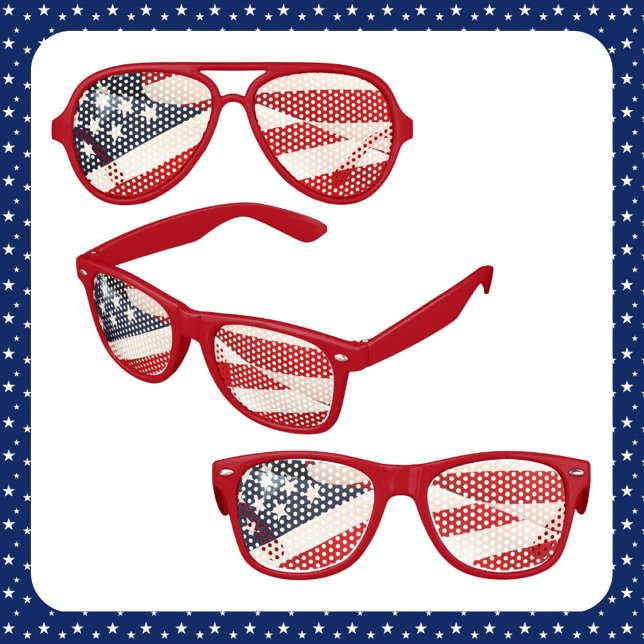 Red White and Blue Stars and Stripes Kids Sunglasses (Creator Uploaded)