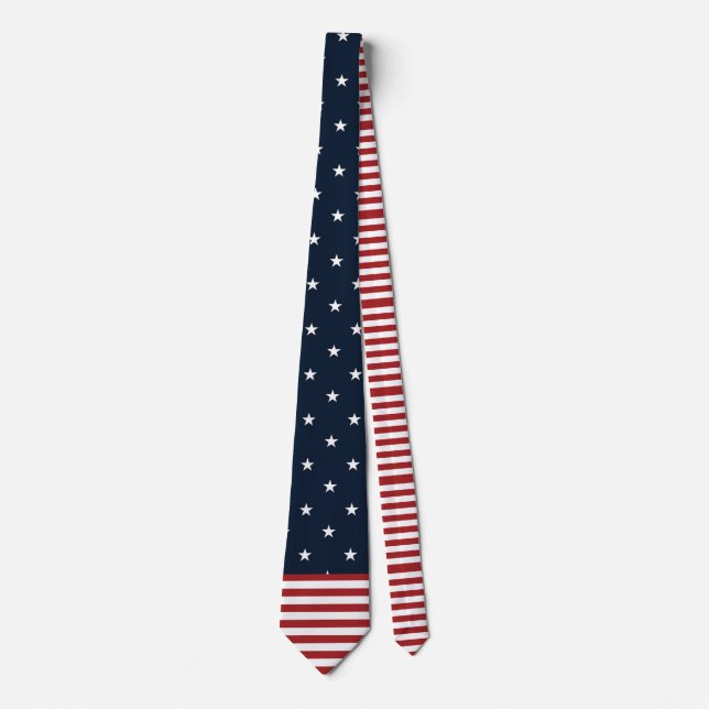 Red White and Blue Stars and Stripes Tie (Front)