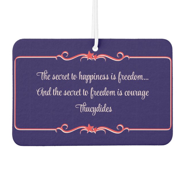 Red, White and Blue Stars and Swirls Freedom Quote Car Air Freshener (Front)